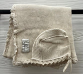 BEBE ORGANIC 2PC HONEYCOMB BLANKET + BONNET